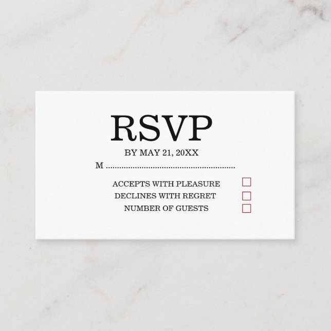 Simple Wedding RSVP Enclosure Card Tilläggskort (Framsida)