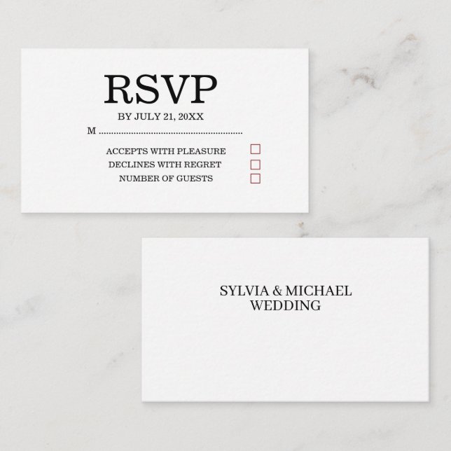 Simple Wedding RSVP Enclosure Card Tilläggskort (Fram/baksida)