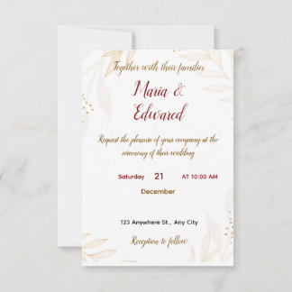 Simple Weeding Invitation Tack Kort
