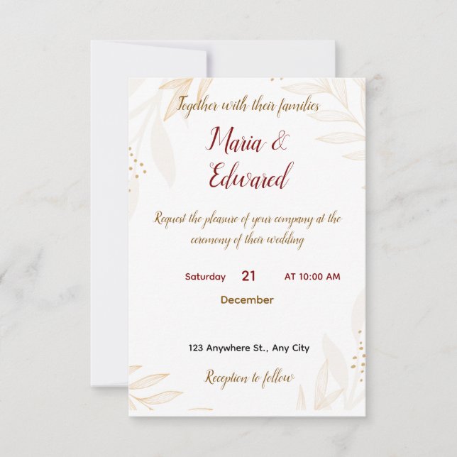 Simple Weeding Invitation Tack Kort (Framsida)