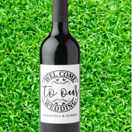SIMPLE WELCOME WEDDING  VINFLASKA ETIKETT