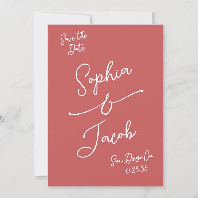 Simple Whimsical Hand Drawn Save the Date Photo Spara Datumet (Framsida)