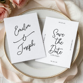 Simple Whimsical Handwritten Save the Date Wedding Spara Datumet