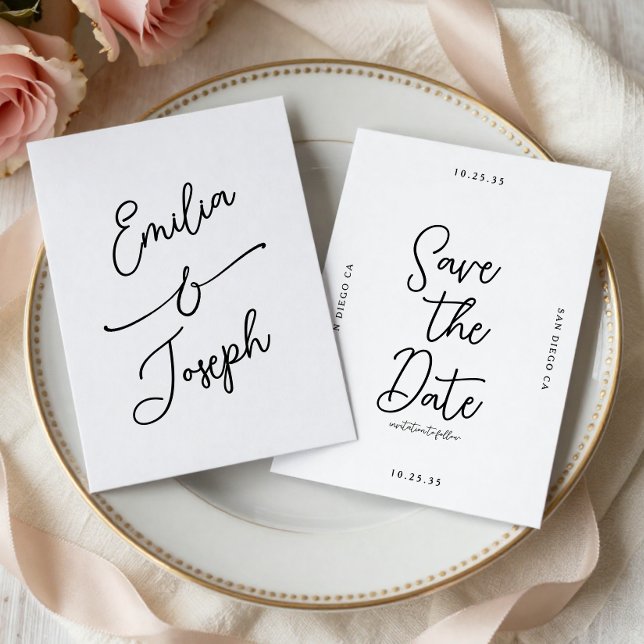 Simple Whimsical Handwritten Save the Date Wedding Spara Datumet (Skapare uppladdad)