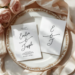 Simple Whimsical Handwritten Wedding Photo Inbjudningar