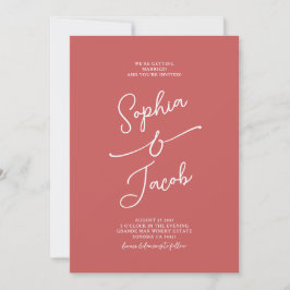 Simple Whimsical Handwritten Wedding Photo Red Inbjudningar