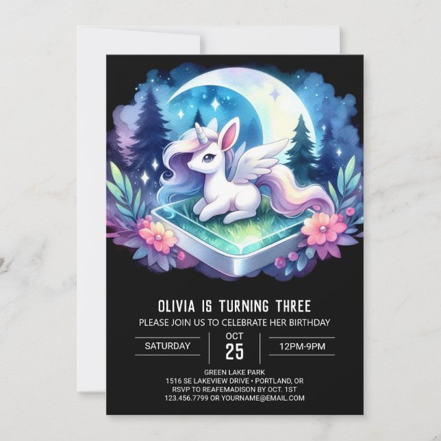 Simple Whimsical Horse Birthday Inbjudningar (Framsida)
