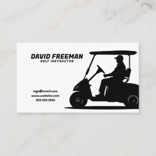 Simple White and Black Cart Golf Instructor Visitkort