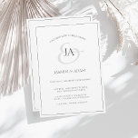 Simple White and Black Monogram bröllopsinbjudan Julkort<br><div class="desc">Simple White and Black Monogram Wedding bjudande. Imponera på era gäster i bröllop med trendigets vita och svarta bröllopsinbjudan med ett vackert svart skript, med briden och brudgummens initialer på vit bakgrund. Den här inbjudan har en enastående svartvit design, med moderna och minimala vibes, perfekt för ditt enkla, trendig, minimalistiska...</div>