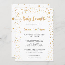 Simple White and Guld Star Baby Sprinkle Inbjudningar