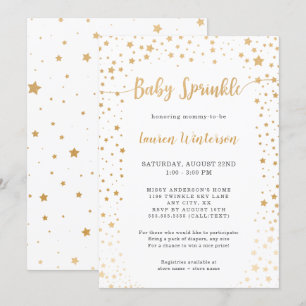 Simple White and Guld Star Baby Sprinkle Inbjudningar