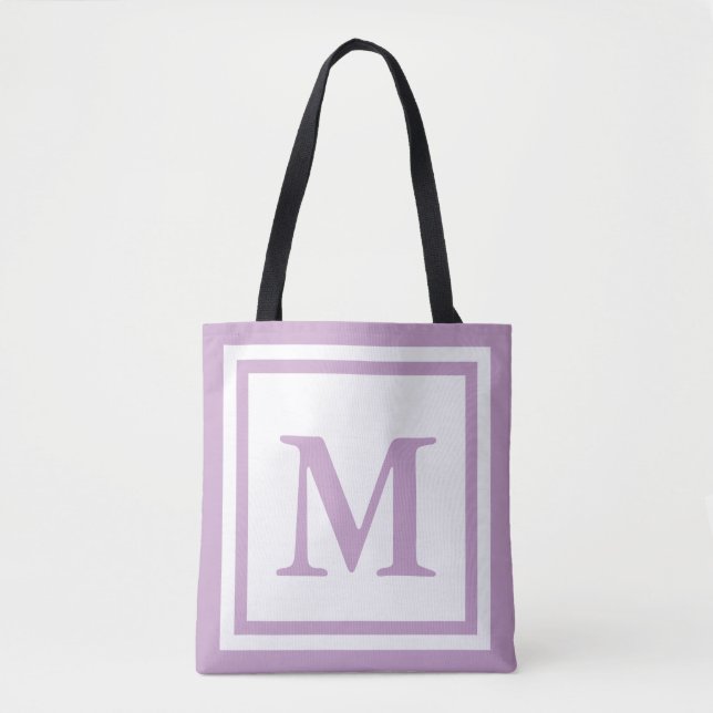 Simple White and Lilac Monogram Tygkasse (Framsida)