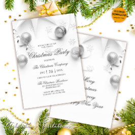 Simple White and Silver Corporate jul Party Inbjudningar