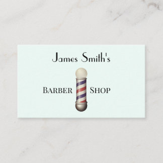 Simple White Barbers Pole Barbershop Business Card Visitkort
