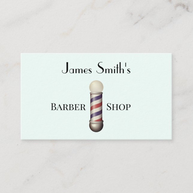 Simple White Barbers Pole Barbershop Business Card Visitkort (Framsida)