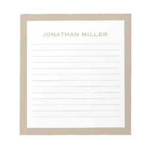 Simple White Beige TypoGraphics Namn Lining Anteckningsblock