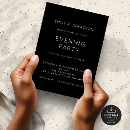 Simple White Black Bröllop Evening Party Inbjudningar