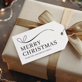 Simple white black modern Merry Christmas  Presentetikett