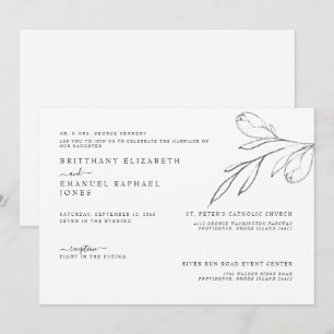 Simple White Bride Parents Hand-draw Stem Bröllop Inbjudningar