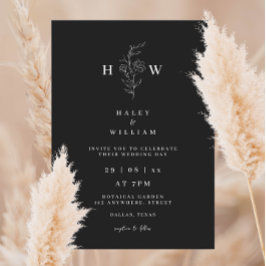 Simple White Bröllop med minimal grått skript Inbjudningar