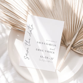 Simple White Bröllop Spara Datumet