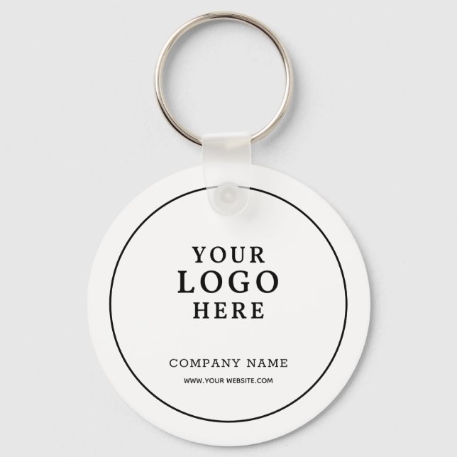 Simple White Business Logo Qr Code Promotional   Nyckelring (Framsida)