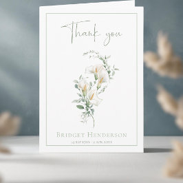 Simple White Calla Lily Eucalyptus Sympathy Tack Kort
