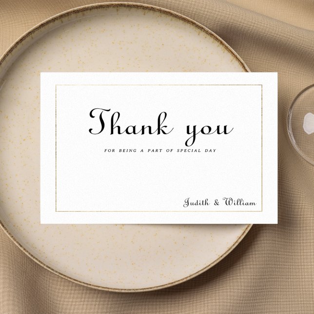 Simple white gold vintage calligraphy Thank You Inbjudningar (Simple white gold vintage calligraphy Thank You)