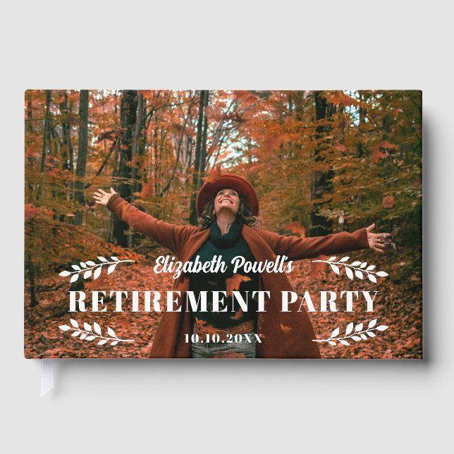 Simple White Greenery Photo Pension Party Gästböcker (Framsida)