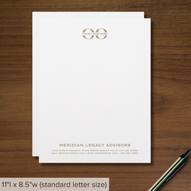 Simple White Guld Business Letterhead med Logotyp Brevhuvud (Skapare uppladdad)