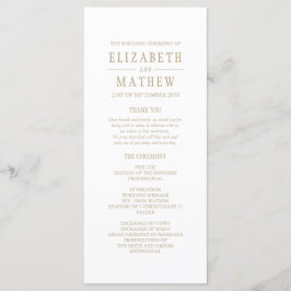 Simple White Guld Elegant bröllop Program