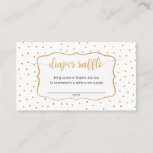 Simple White + guld konetti diaper raffle biljett