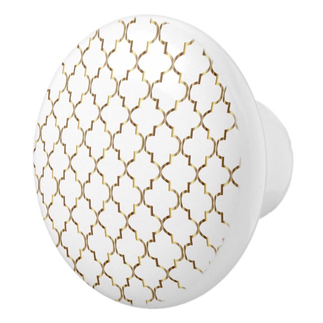 Simple White & Guld Quatrefoil Knopp (Höger)