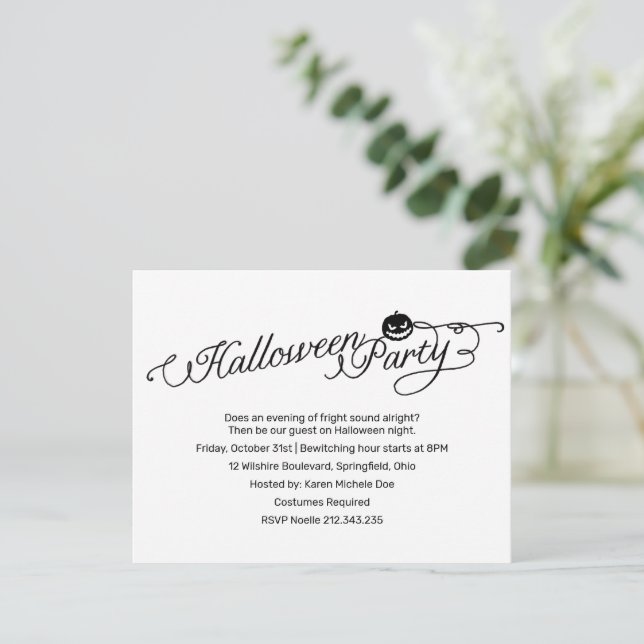 Simple White Halloween fest Costume Inbjudningar (Stående Fram)