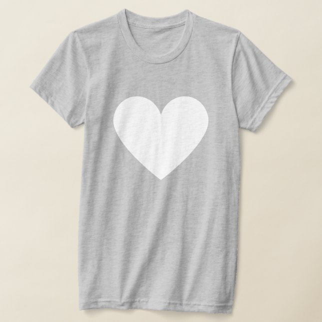 Simple White Heart Modern Kärlek Grått Womans T-Sh T Shirt (Laydown)