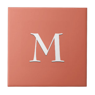 Simple White MONOGRAM om Terracotta Kakelplatta