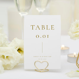 Simple White och Guld Champagne Bröllop Bordsnummer