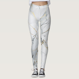 Simple White och Guld MarLED Leggings