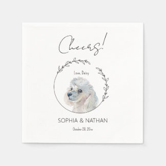 Simple White Pudel Hund Bröllop Cocktail Pappersservett