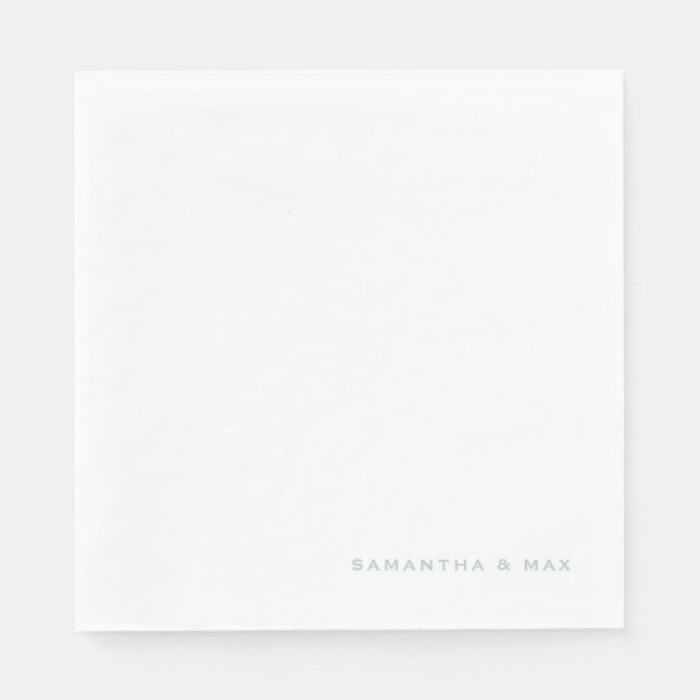 Simple White Seafoam par Namn Luncheon Pappersservett (Framsidan)