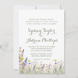 Simple Widlflower Formal Wedding Invitation Inbjudningar