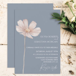 Simple WildblomBoho | Dusty Blue Bröllop Inbjudningar
