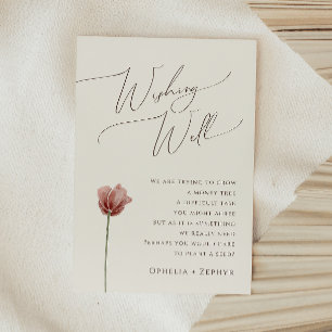 Simple Wildblomma Beige Bröllop Wishing well Tilläggskort