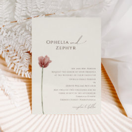 Simple Wildblomma | Beige Traditional Bröllop Inbjudningar