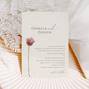 Simple Wildblomma Beige Traditional Bröllop Inbjudningar