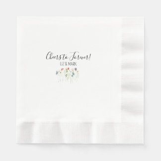 Simple Wildblomma Bröllop Cocktail Napkins Pappersservett