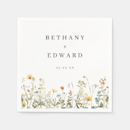 Simple Wildblomma Bröllop Pappersservett
