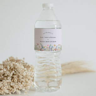 Simple Wildblomma Fern Lavender Bröllop Vattenflaskor Etikett