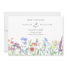 Simple Wildblomma Photo Bröllop spara datum