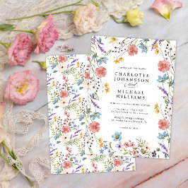 Simple Wildblomme Modern Rustic Garden Wedding Inbjudningar